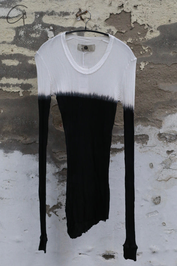 Marc Le Bihan crew neck long sleeve color block top T-shirt 2861 MLB-2861-BLACK/WHITE